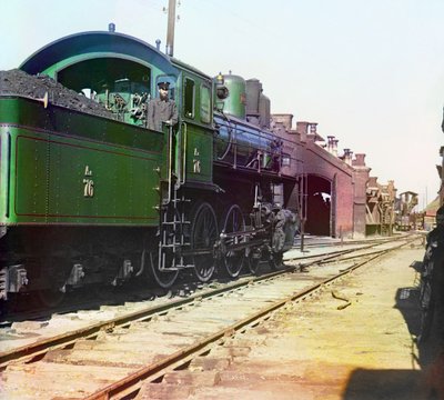 Locomotive and Coal Car at a Railroad Yard, Russian Empire, between 1905 and 1915 by Sergey Prokudin Gorsky